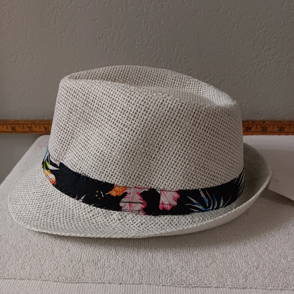 White Fedora with Tropical Band